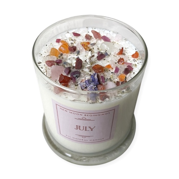 NWOT New Moon Beginnings Birth Month Gemstone & Flower Candle -July - MSRP $30 - Picture 2 of 7